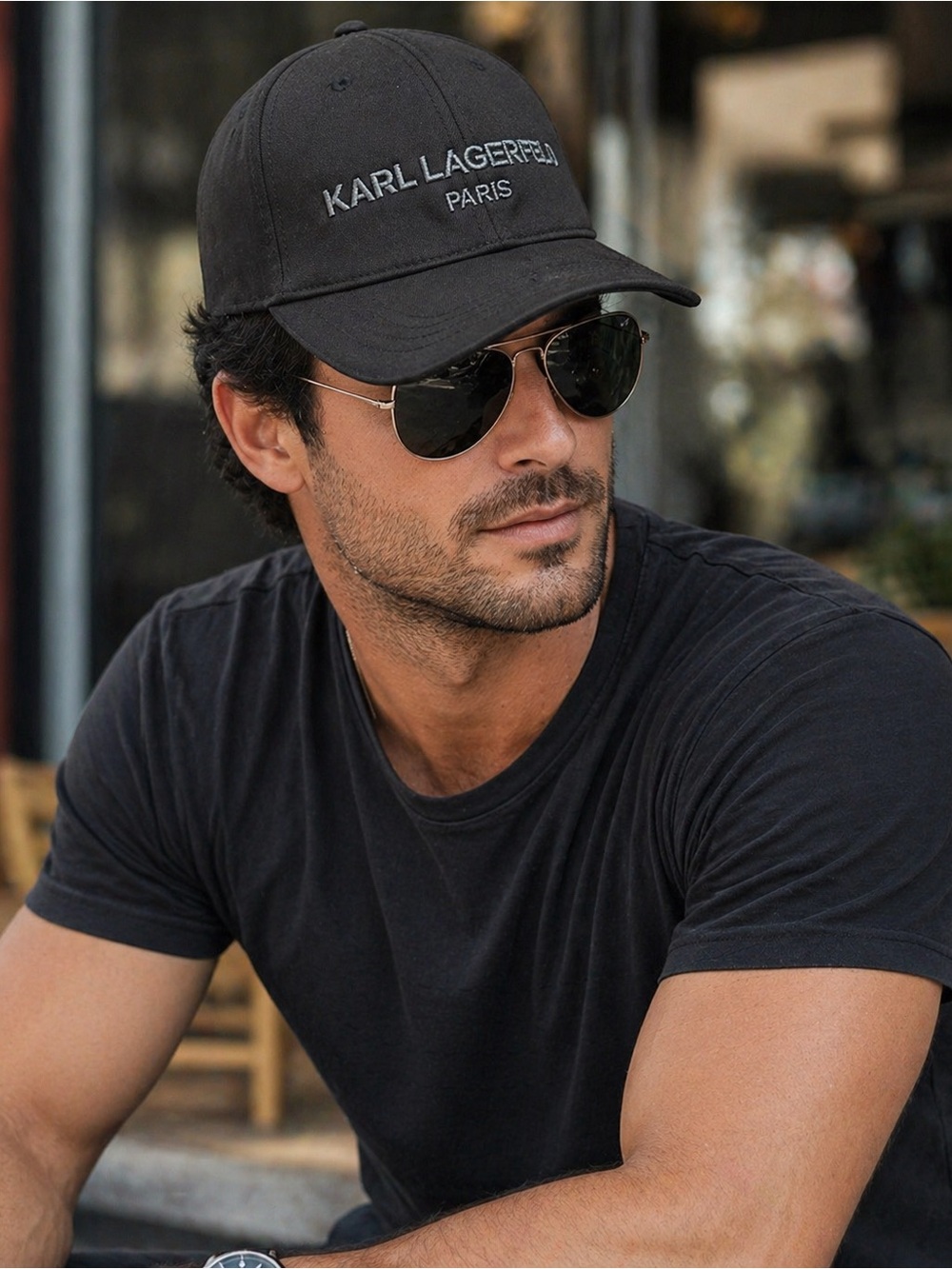 Karl Lagerfeld Black Embroidered Logo Cap Baseball Hat One Size NWT